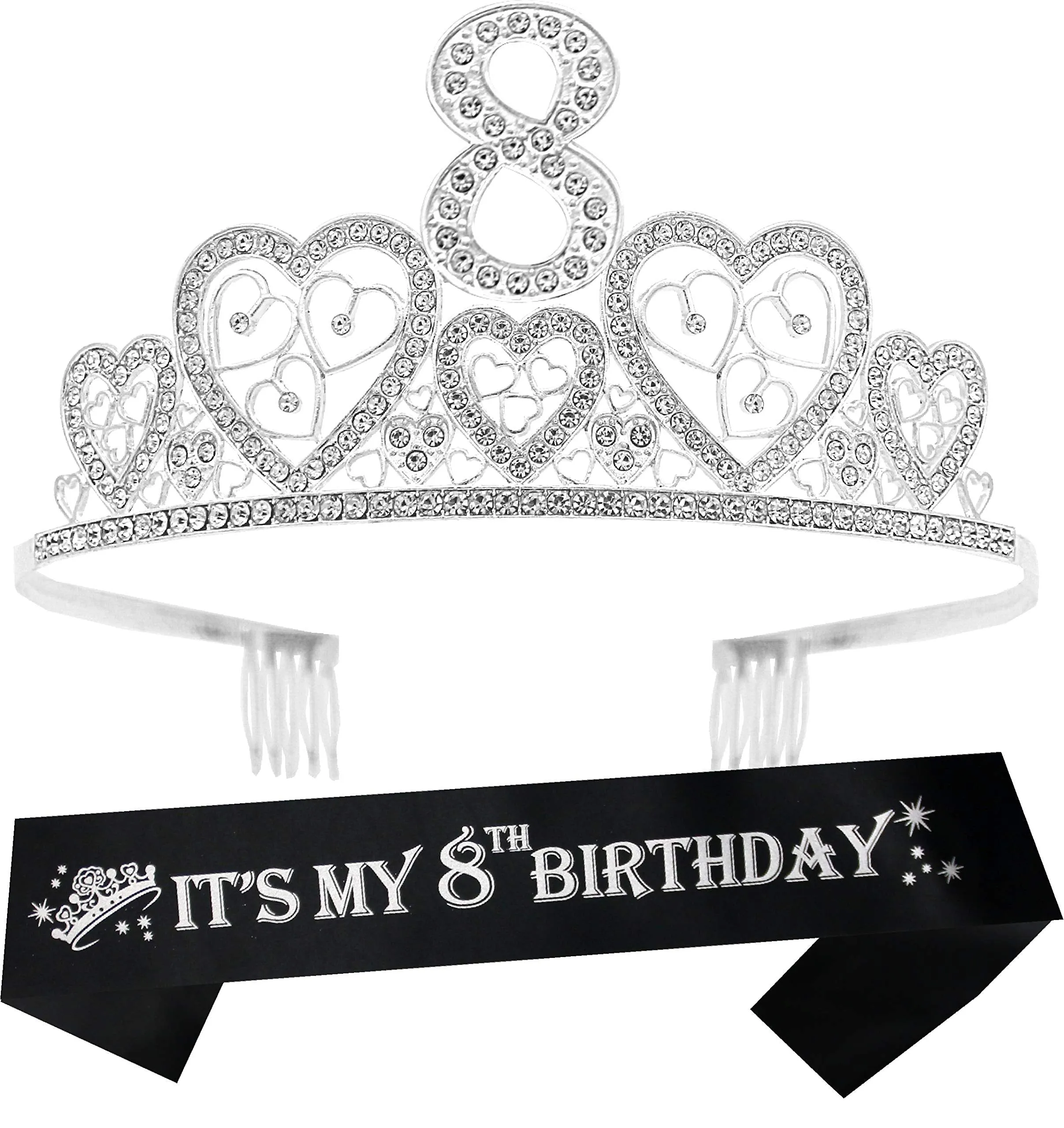 8th Birthday, 8th Birthday Girl, 8th Birthday Tiara, 8th Birthday Tiara and Sash, 8th