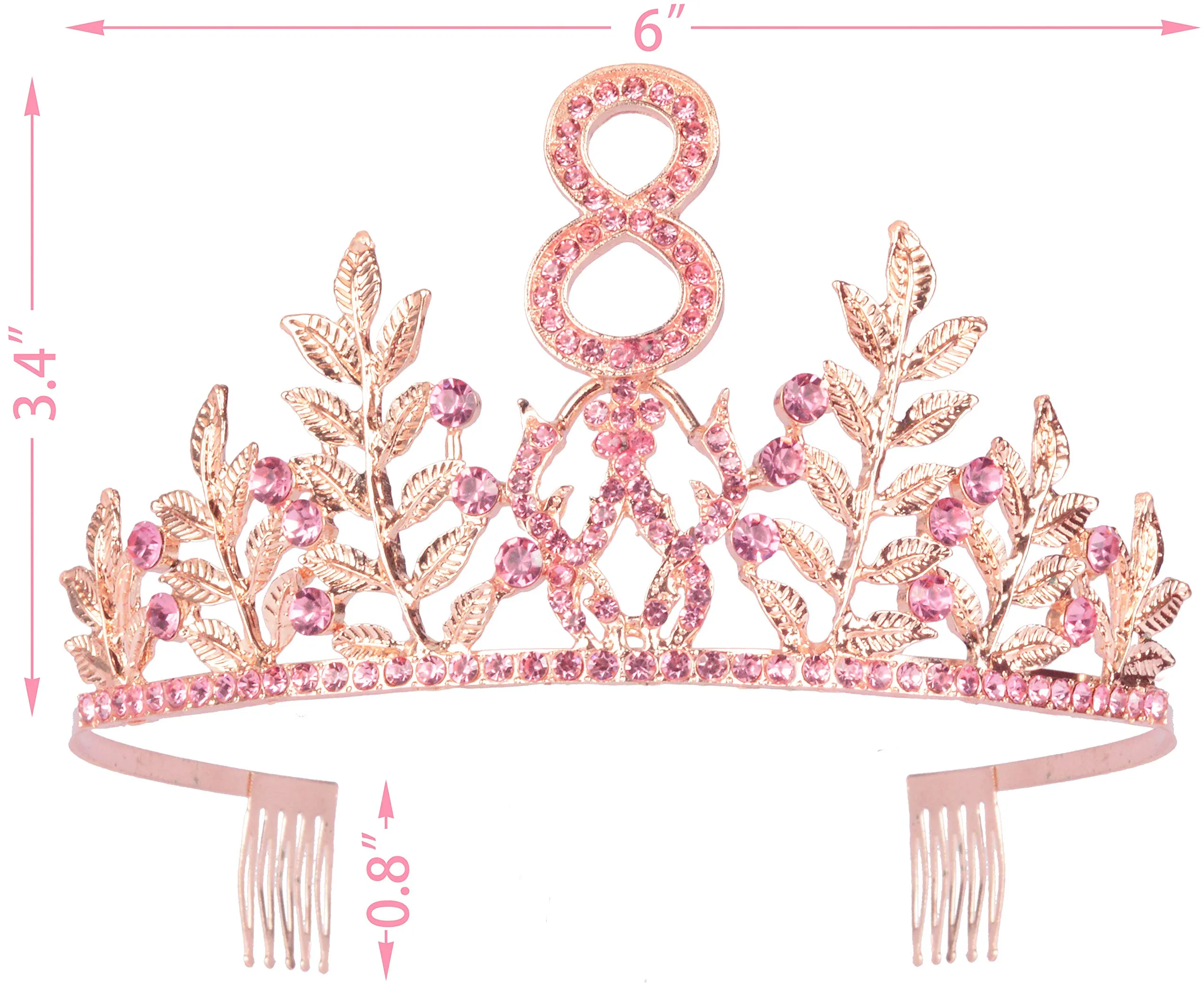 8th Birthday Gifts for Girls, 8th Birthday Tiara and Sash, 8 Fabulous Sash and Crystal