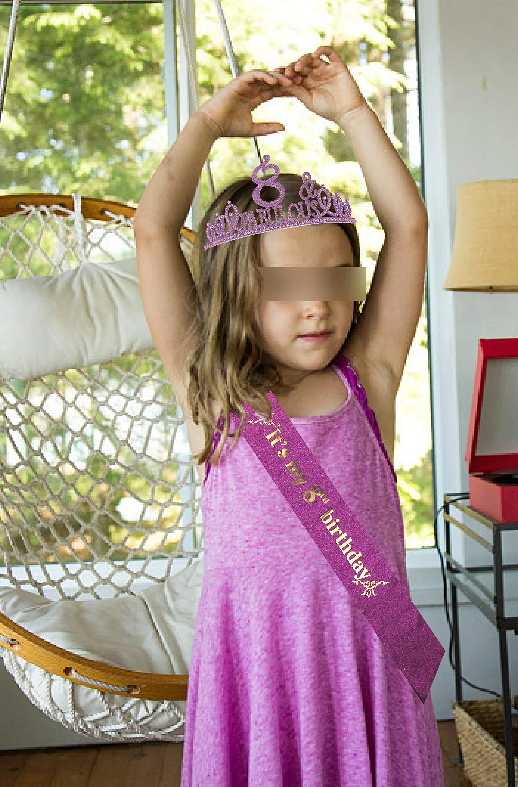 8th Birthday,8th Birthday Decorations for Girls,8th Birthday Sash,8th Birthday Crown,8th