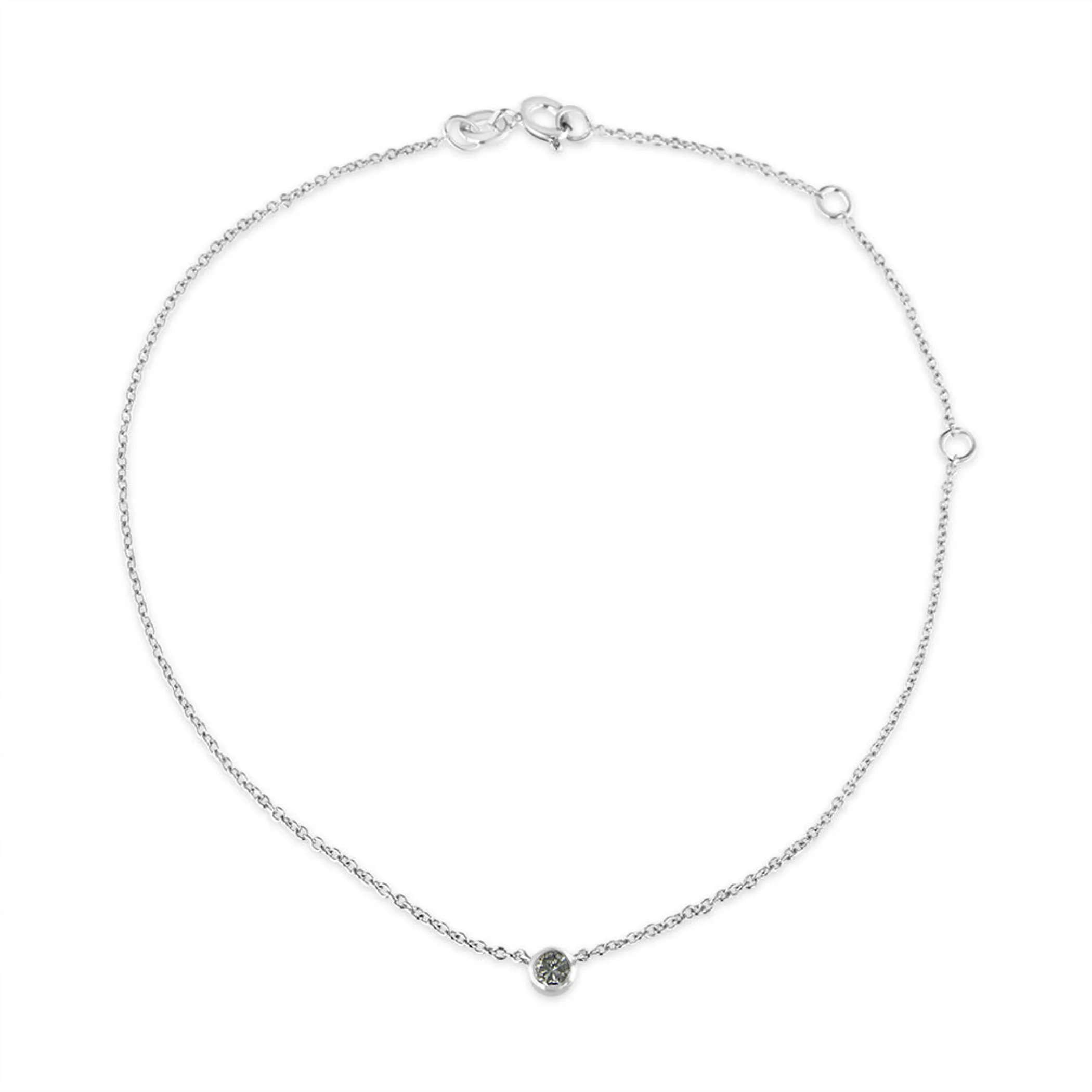 .925 Sterling Silver 1/10 Cttw Bezel Set Diamond Solitaire Strand Bracelet (H-I Color, I1-I2 Clarity) - Fits wrists up to 7" Inches