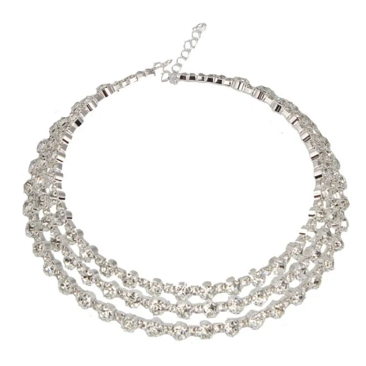 American full diamond necklace bracelet three-piece suit fashionable and versatile feminine accessories