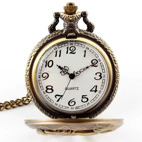 Antique Bronze Orologio Taschino Horse Hollow Pocket Watch