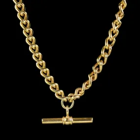 Antique Victorian Albert Chain Necklace 18Ct Gold Gilt Sterling Silver Circa 1900