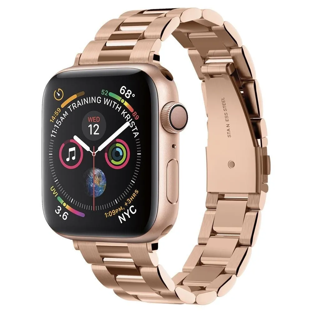 Apple Watch (38/40/SE/41/42mm) Spigen Modern Fit Band - Rustfri Stål Rem inkl. Stifter - Rose Gold