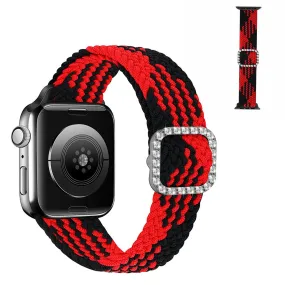 Apple Watch 40mm nylon watch strap in rhinestone buckle - Red between Black