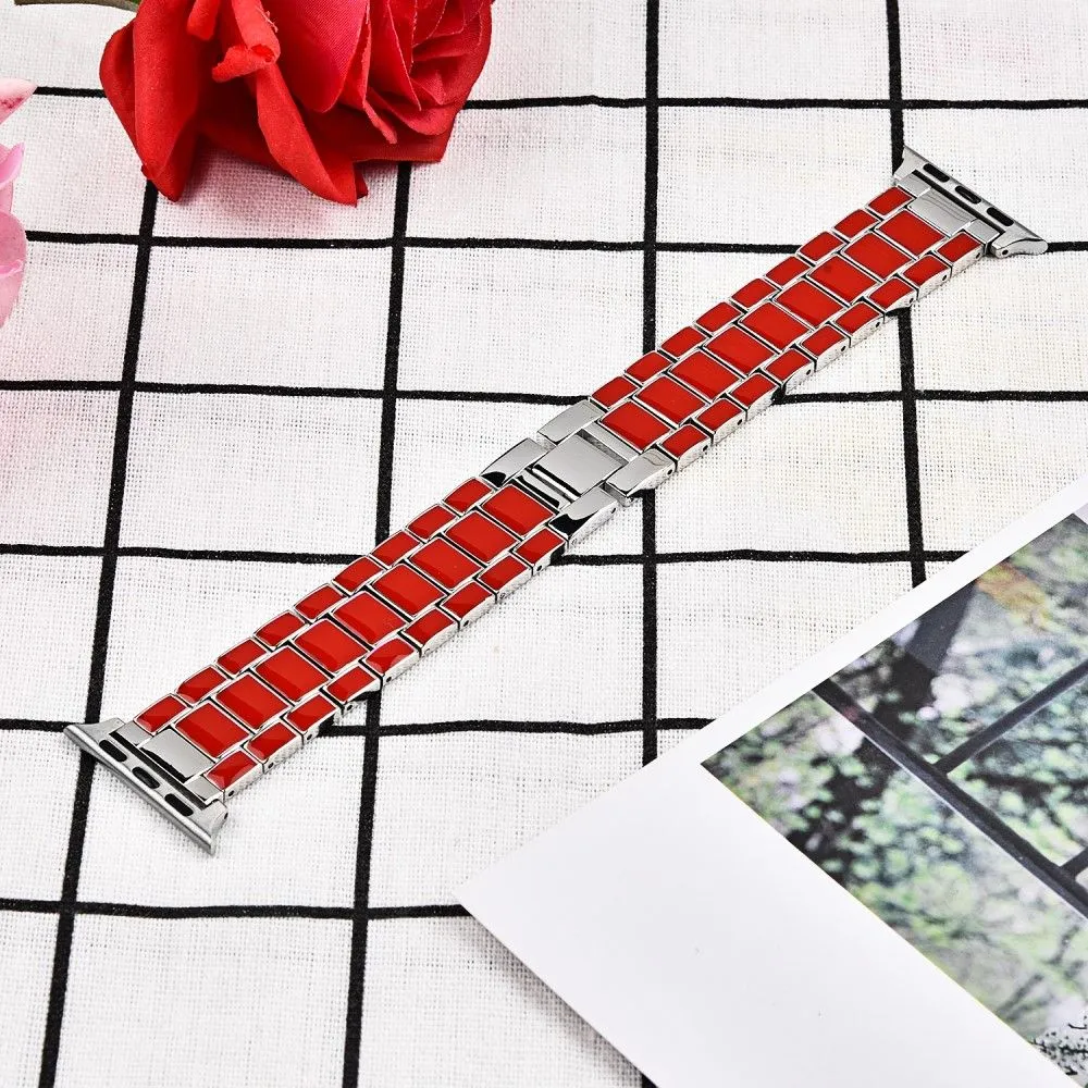 Apple Watch (45mm) 3 bead fashionable watch strap - Red / Silver