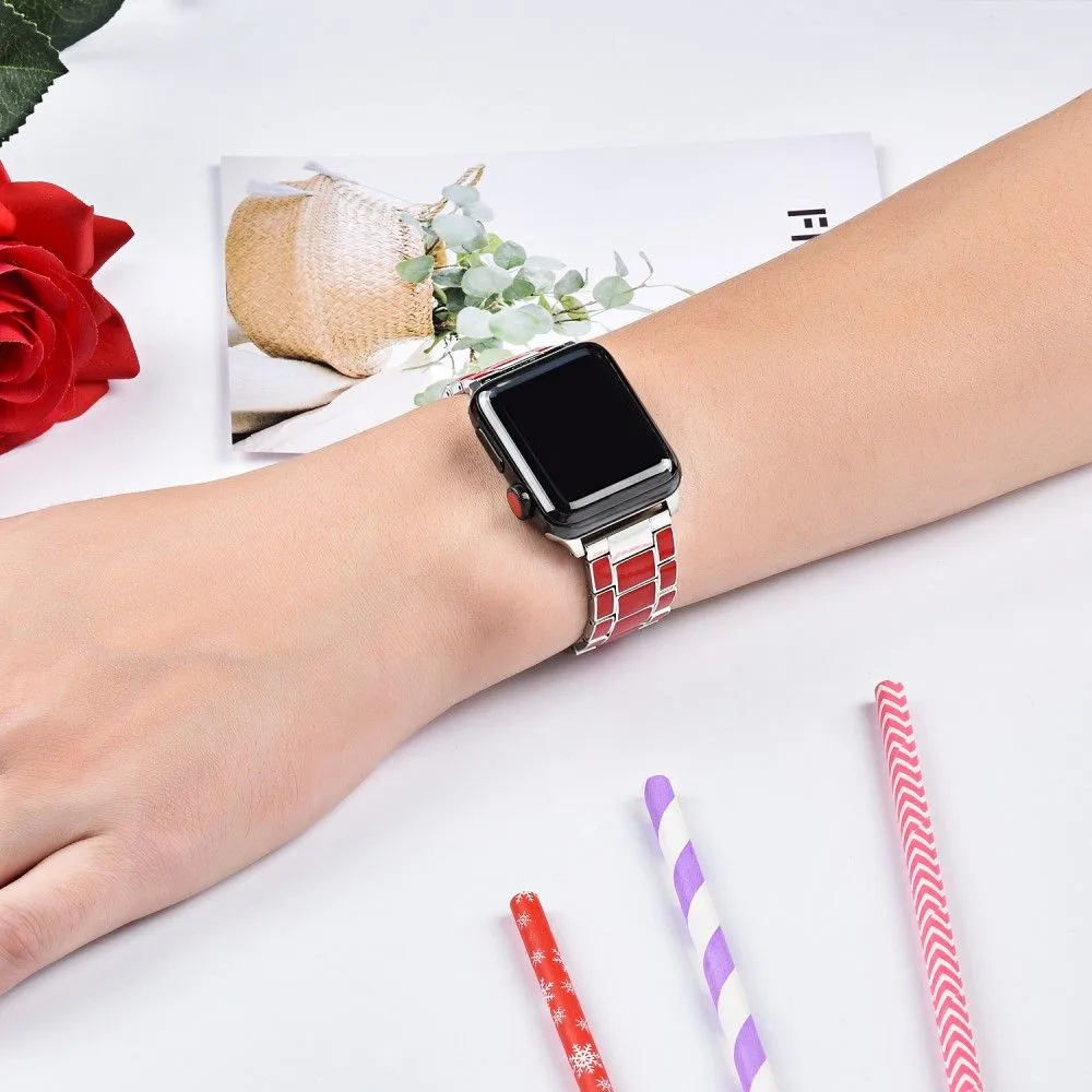 Apple Watch (45mm) 3 bead fashionable watch strap - Red / Silver