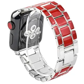 Apple Watch (45mm) 3 bead fashionable watch strap - Red / Silver