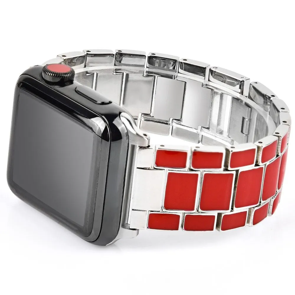 Apple Watch (45mm) 3 bead fashionable watch strap - Red / Silver