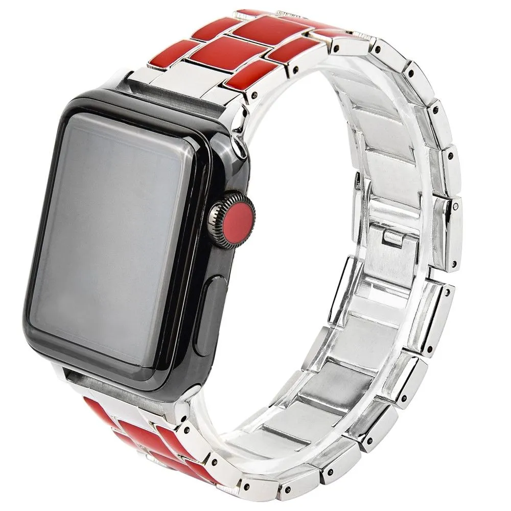 Apple Watch (45mm) 3 bead fashionable watch strap - Red / Silver