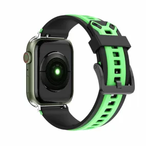 Apple Watch (45mm) color splice silicone watch strap - Grass Green / Black