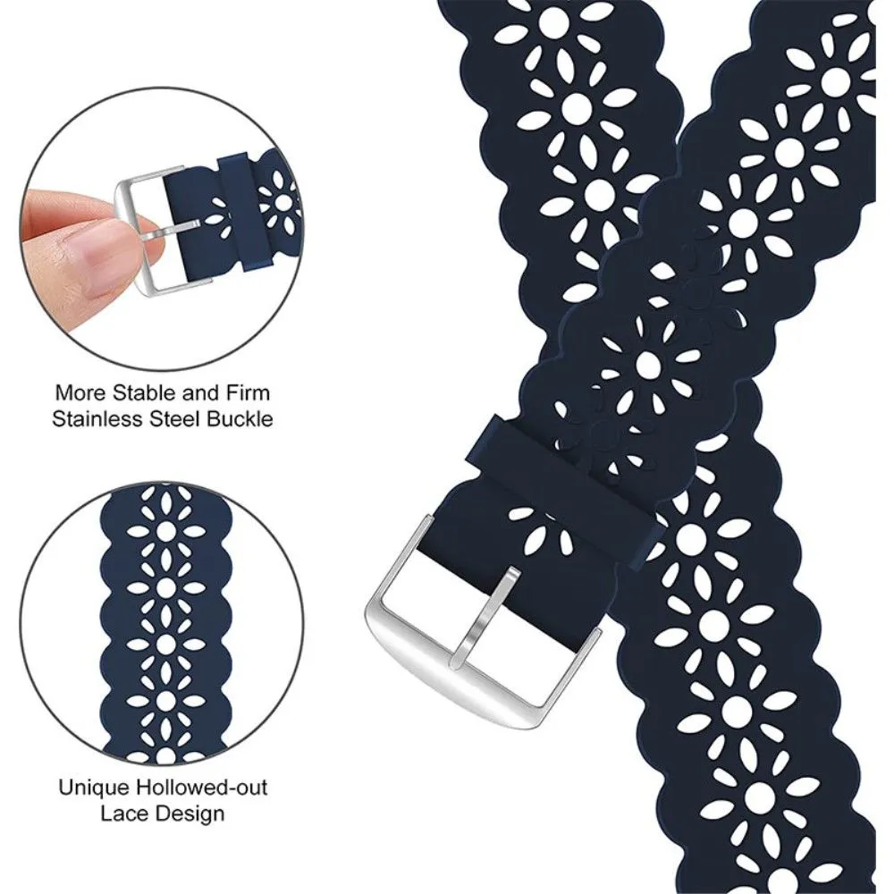 Apple Watch (45mm) stylish blossom silicone watch strap - Dark Blue