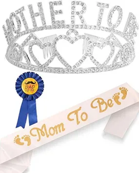 Baby Shower Decoration, Mommy to Be Tiara Crown, Baby Shower Gifts, Mom to Be Sash, Dad