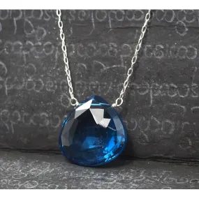 Blue Topaz Pendant Necklace On Sterling Silver Chain With Sterling Silver Trigger Clasp