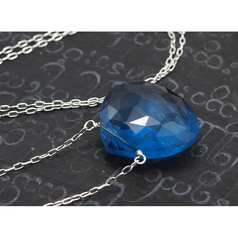 Blue Topaz Pendant Necklace On Sterling Silver Chain With Sterling Silver Trigger Clasp