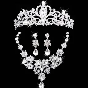 bridal jewelry crown necklace and earring set tiara rhinestone wedding accessories bridal crystal jewelry sets