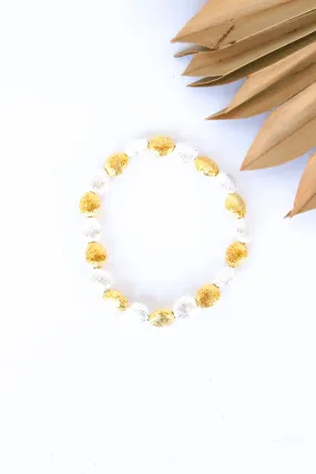 Brushed Oval Silver and Gold Plated Alloy Stretch Bracelet