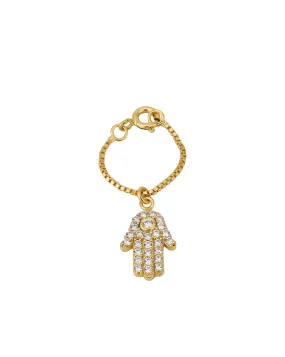 Carlton London Gold-Plated Cz Studded Hamsa Shape Watch Charm For Women