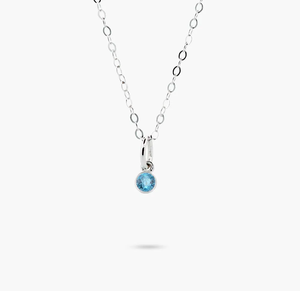 Celebration Bezel Set Necklace - Swiss Blue Topaz