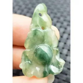 Certified Icy Green Natural Type A Jade Jadeite Carved Pendant Morning Glory Flower Necklace