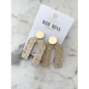 Chevron Cork Arch Earring Honey W/ Stud