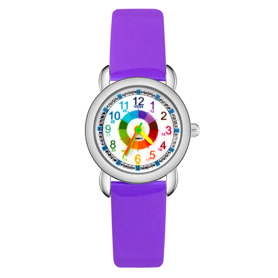 Children's Cute Cartoon Colorful Numbers Style Student Boy Girl Kids Leather Nylon Strap Quartz Wrist Watches