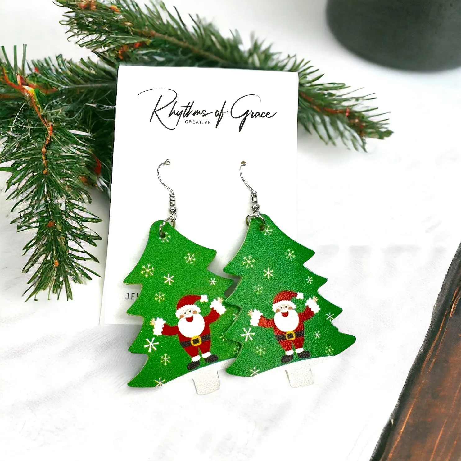 Christmas Earrings - Christmas Tree Earrings, Santa Costume, Christmas Jewelry, Handmade Earrings, Rudolph the Red Nosed Reindeer, Snowflake Earring