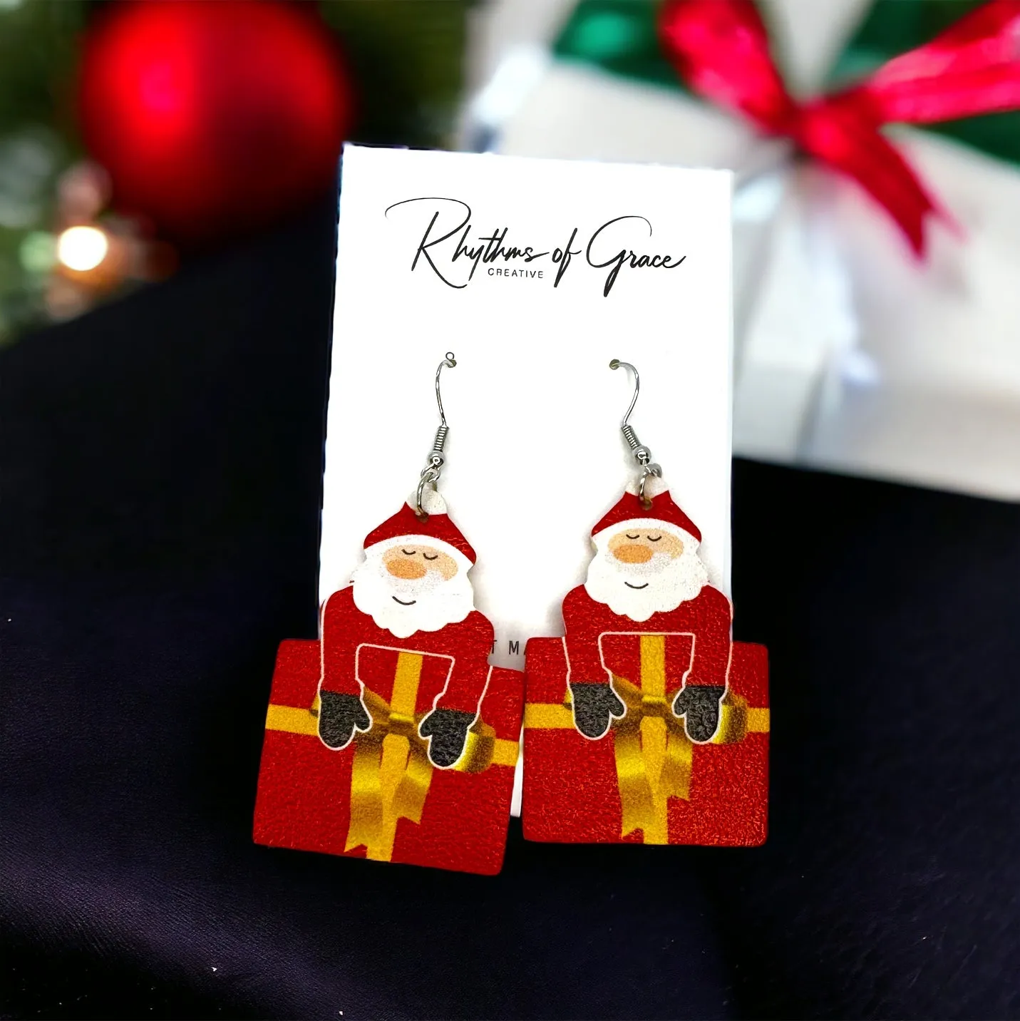 Christmas Earrings - Christmas Tree Earrings, Santa Costume, Christmas Jewelry, Handmade Earrings, Rudolph the Red Nosed Reindeer, Snowflake Earring