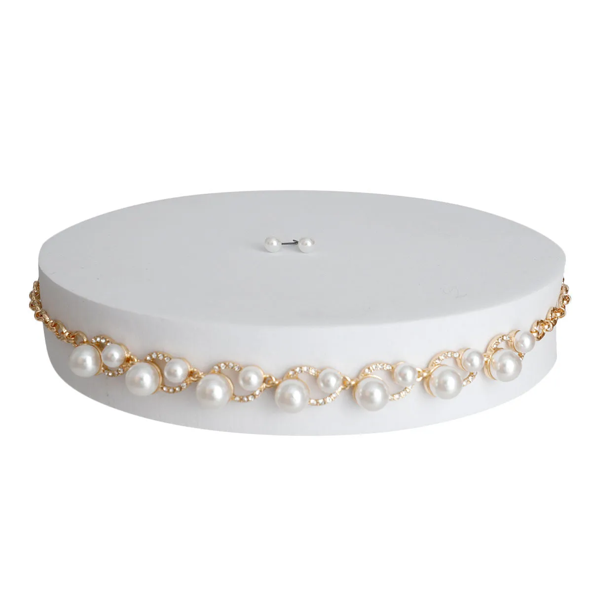 Cream Pearl Bling Gold Choker