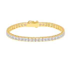 Crislu 18KT Yellow Gold Plated Sterling Silver Princess Cut Cubic Zirconia 7-inch Tennis Bracelet