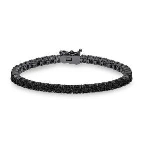 Crislu Black Rhodium Plated Sterling Silver Round Cubic Zirconia 7-inch Tennis Bracelet