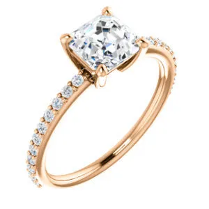 Cubic Zirconia Engagement Ring- The Blaire (Customizable Asscher Cut with Petite Pavé Band)