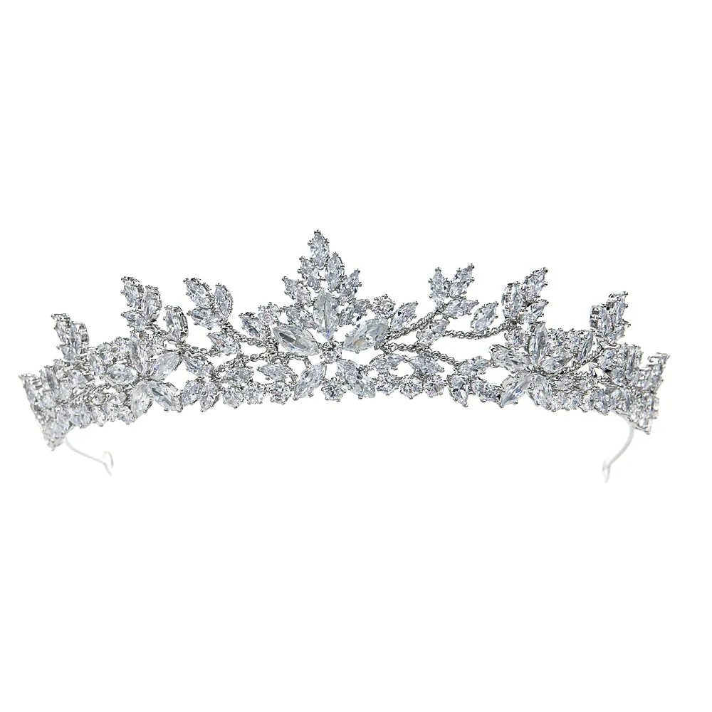 Cubic Zirconia Princess Tiara,Crystals Tiaras for Bridal, Headpieces Accessories HG130