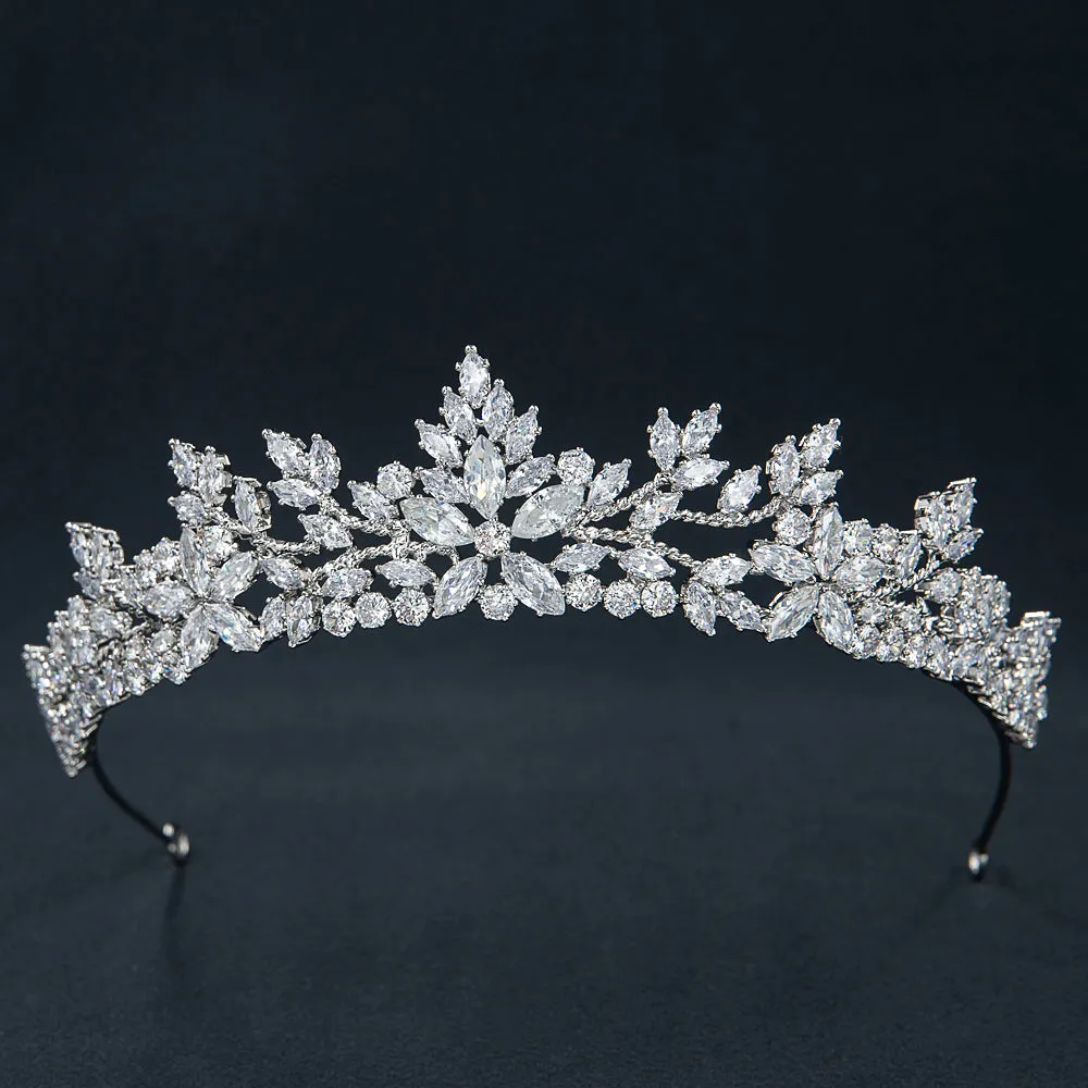 Cubic Zirconia Princess Tiara,Crystals Tiaras for Bridal, Headpieces Accessories HG130