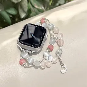 Cute Moon Pearls Beads Charms Bracelet iWatch Band Series 1 2 3 4 5 6 7 8 9 Ultra Gen 38mm 40mm 41mm 42mm 44mm 45mm 49mm Apple Watch Strap