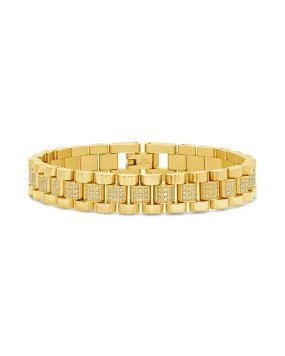 CZ Accent Watch Band Chain Bracelet