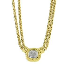 David Yurman Pave Diamond Center Double Chain Necklace