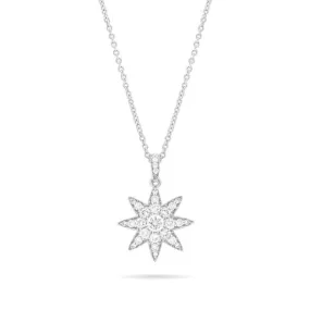 Diamond Star Pendant Necklace 16" - 18ct White Gold