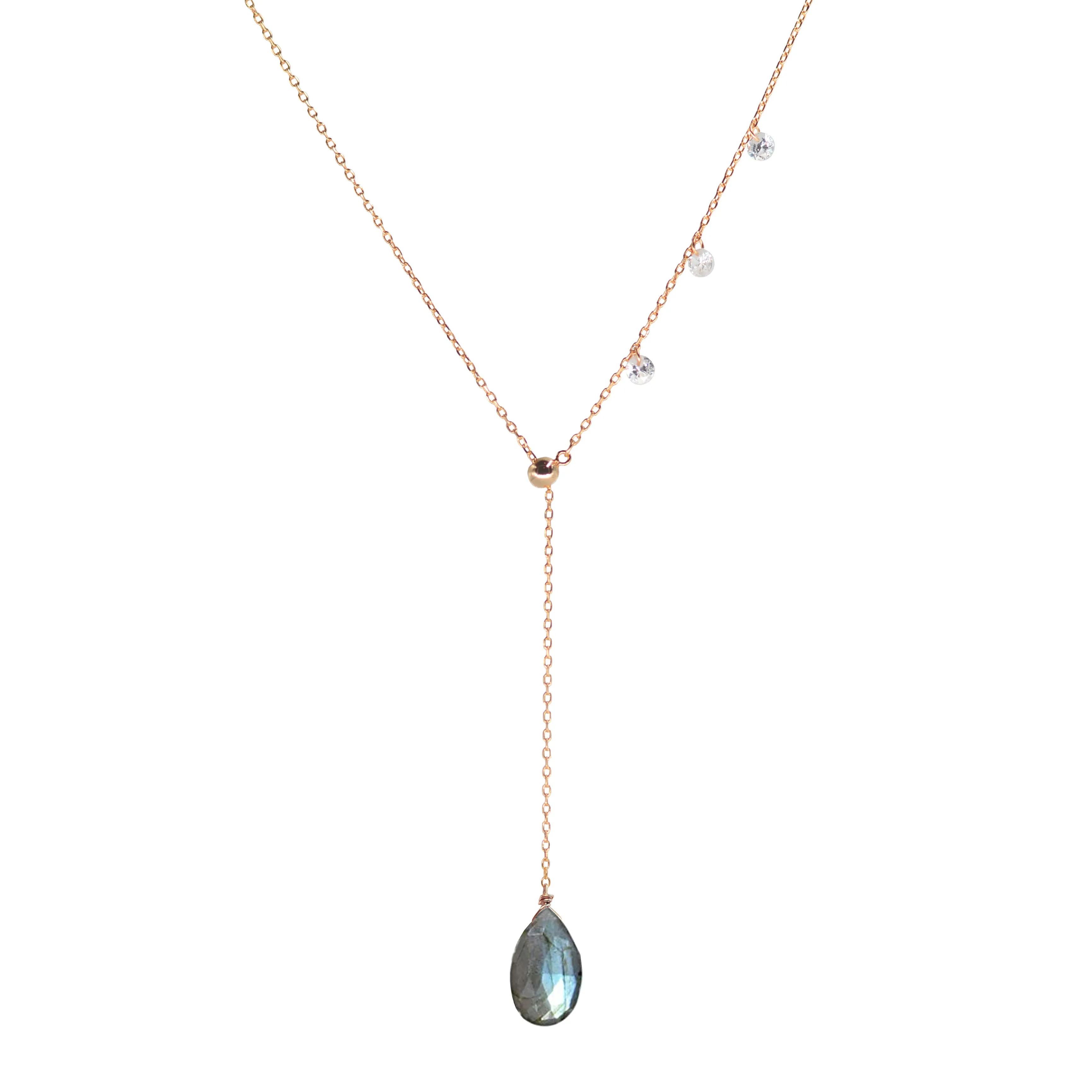 Double Slider Lariat with Labradorite Drop