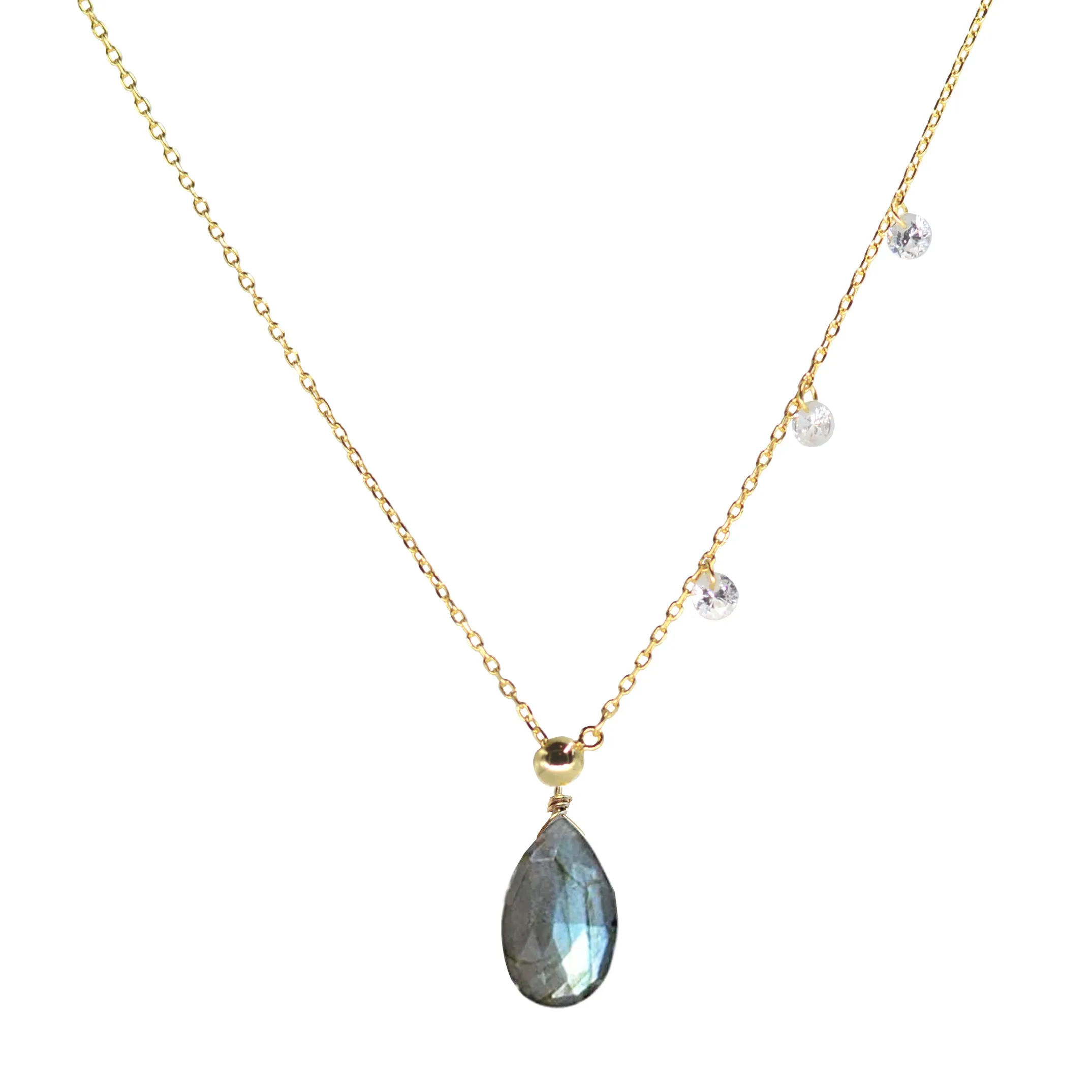 Double Slider Lariat with Labradorite Drop