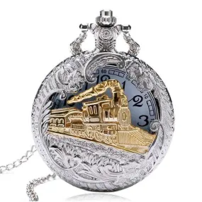 Engineer Two Tone Train Pocket Watch for Man or Woman