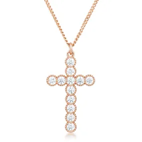 Erin Micro Beaded Rose Gold CZ Cross Pendant