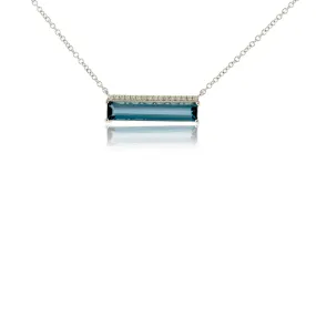 Fancy Cut London Blue Topaz & Diamond Geometric Pendant with Chain