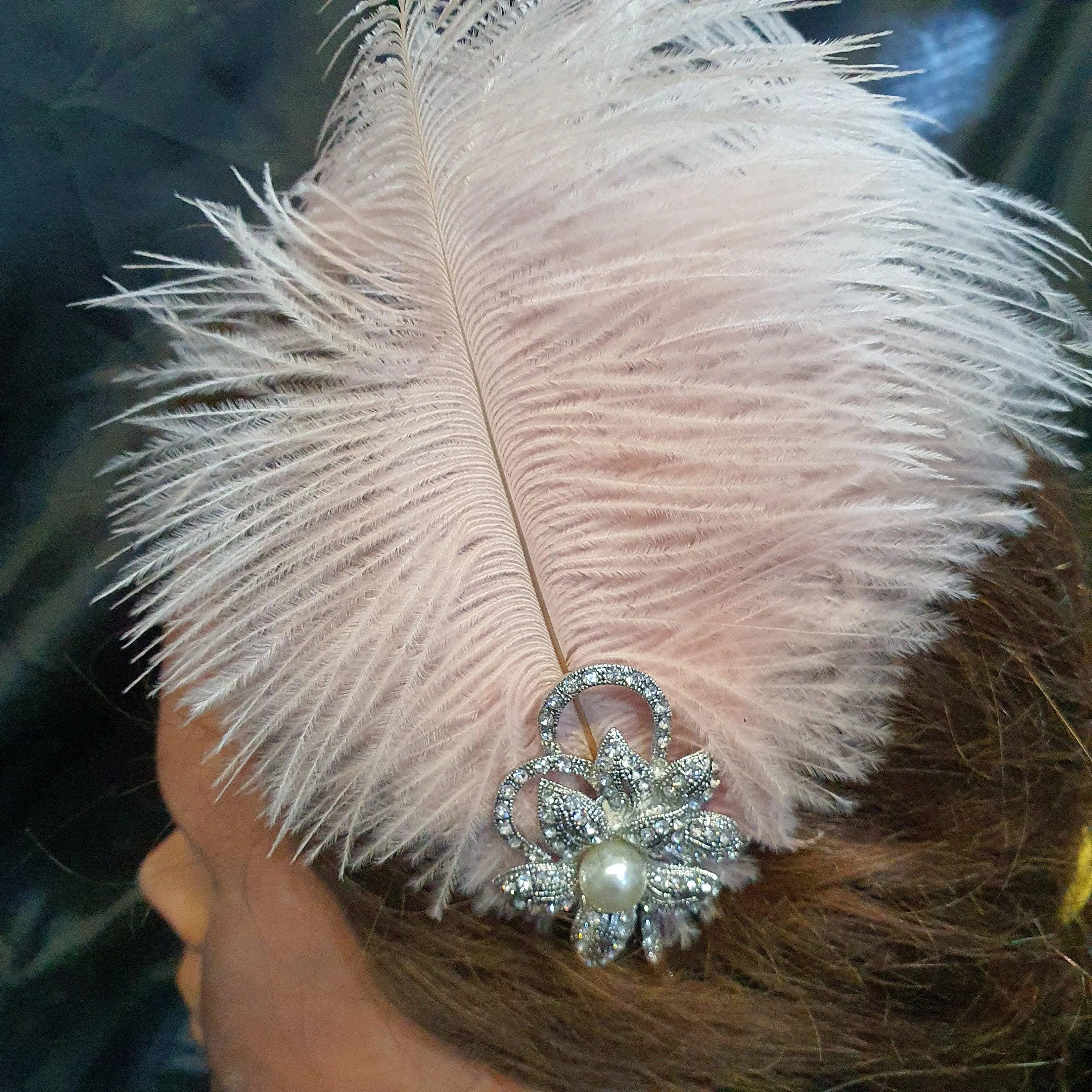 Featherheadpiece fsacinator head band , feather hair piece by Crystal wedding uk