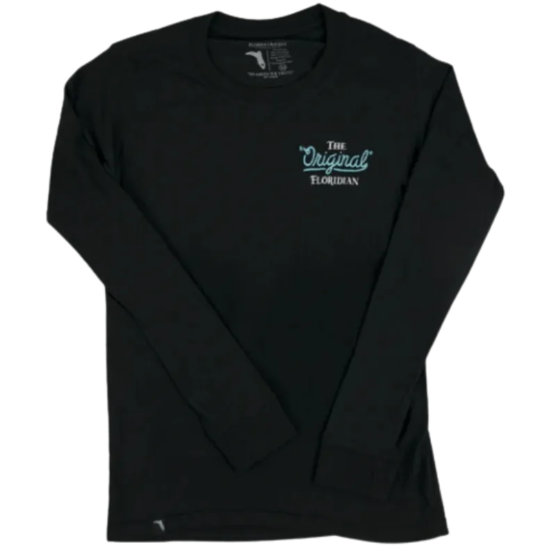 Florida Cracker Trading Co. Men's Black Cabbage Palm Long Sleeve T-Shirt