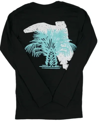 Florida Cracker Trading Co. Men's Black Cabbage Palm Long Sleeve T-Shirt