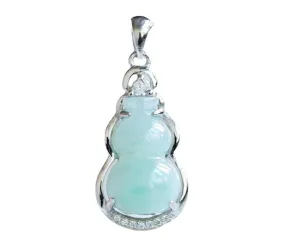 Fortune's Favor Sterling Silver Jade Gourd Necklace