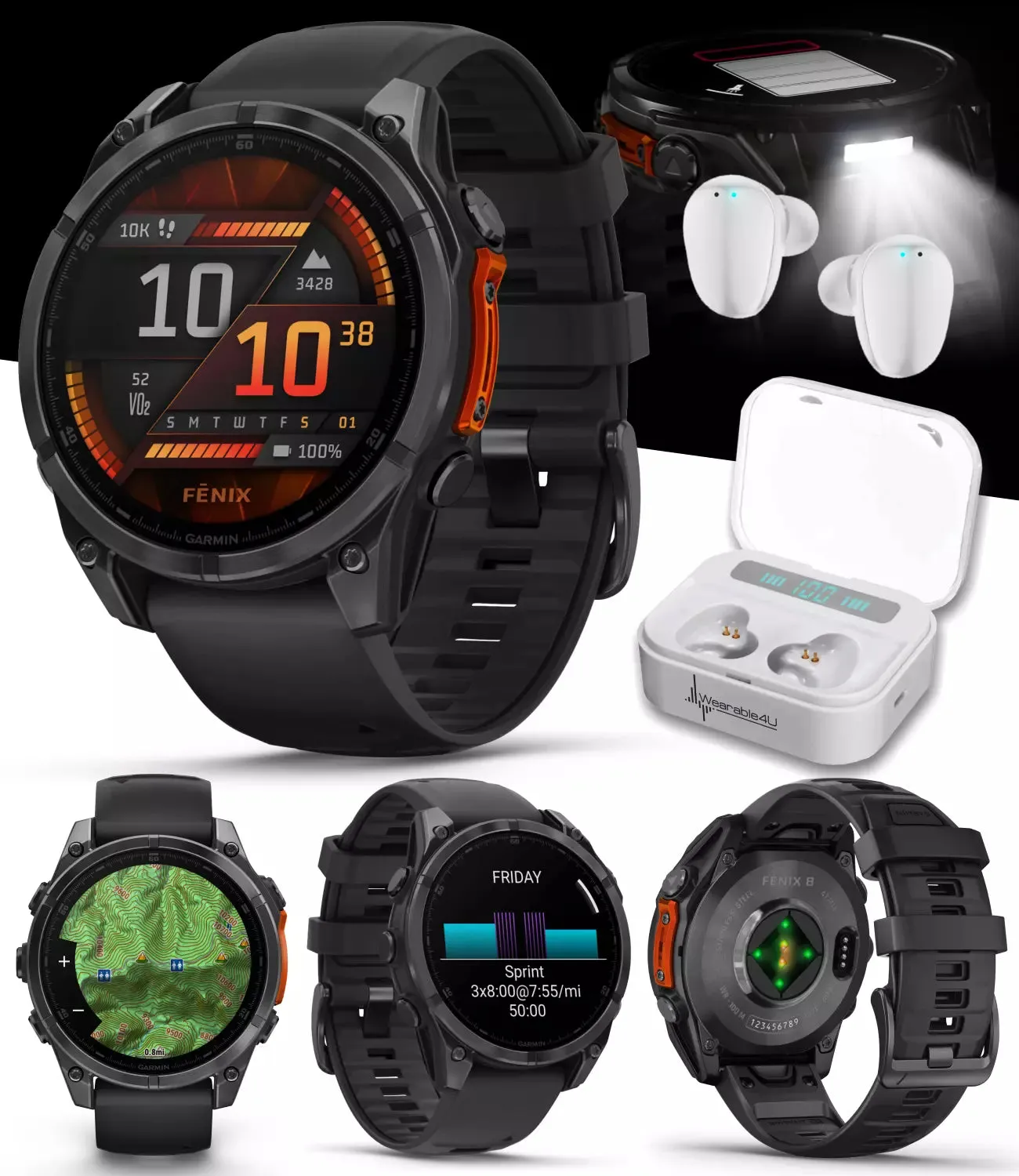 Garmin Fenix 8 47 mm, AMOLED Slate Gray with Black Silicone Band Multisport GPS Smartwatch (010-02904-00)