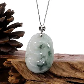 Genuine Burmese Ice Blue Jadeite Ru Yi Pendant with Sterling Silver Bail