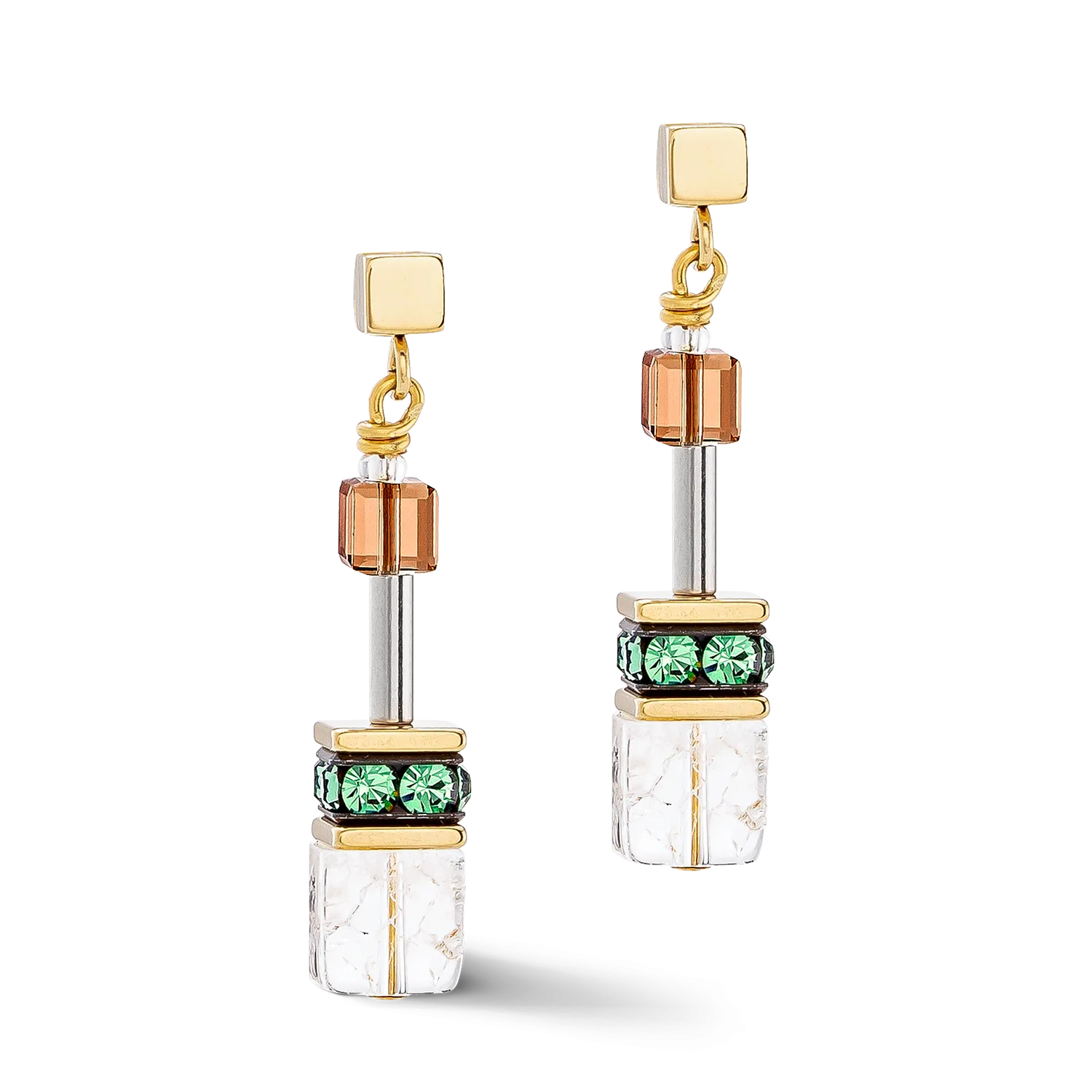 GeoCUBE® Iconic Nature earrings brown-white